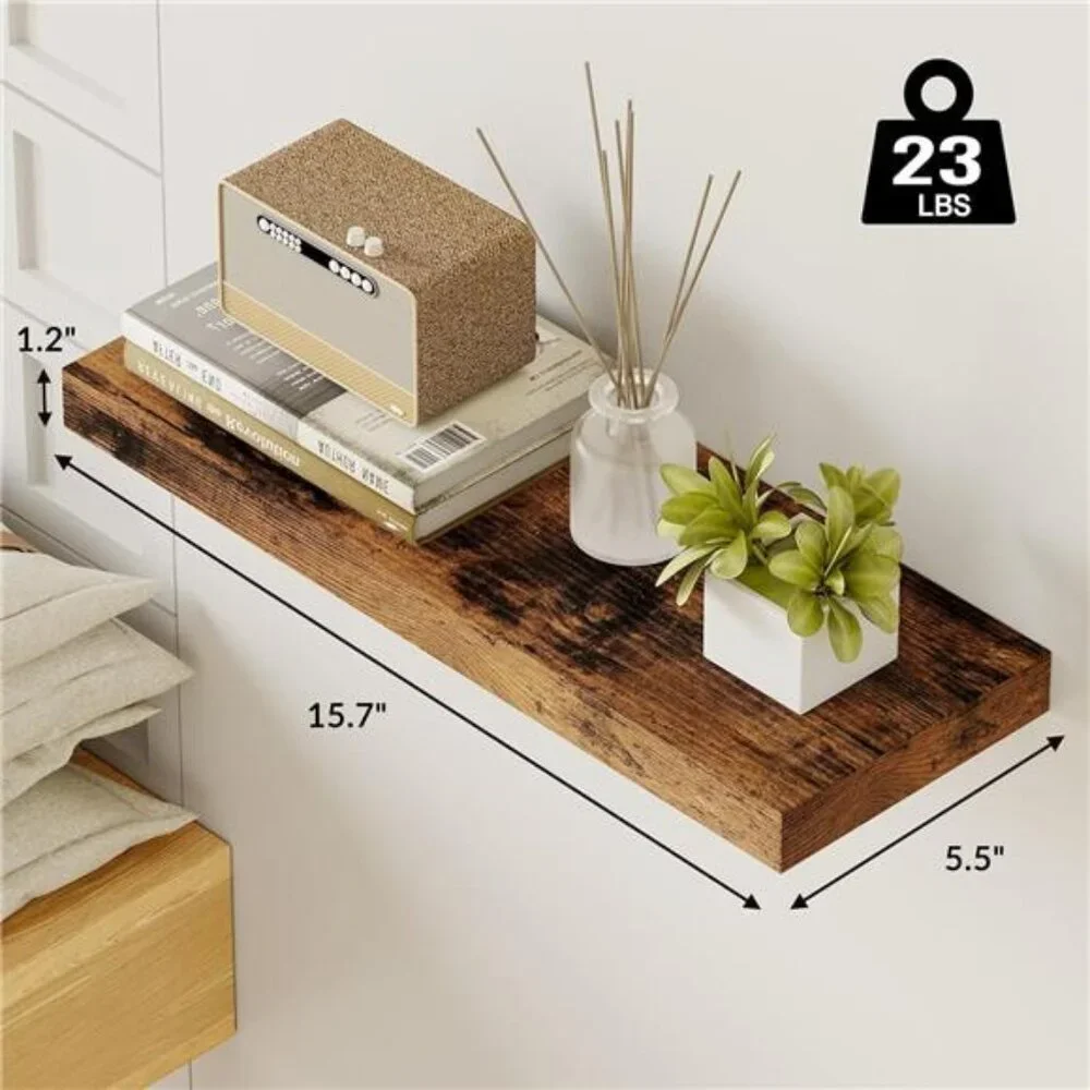 15.8in Floating Shelves, Set of 6 Wood Shelves, Farmhouse Shelf Wall Decor